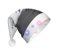 Zaixiansj Moon Pine Tree Print Light Up Cappello di Natale, Peluche LED Cappello di Babbo Natale per adulti, Cappello luminoso per feste di vacanza