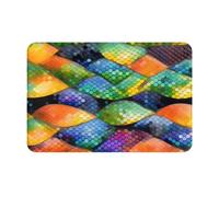 Zaixiansj Tappeto antiscivolo da 61 cm con stampa a squame di pesce arcobaleno, tappetino da bagno, morbido e assorbente