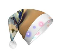 Zaixiansj Turtles on the beach Print Light Up Cappello di Natale, Cappello di Babbo Natale in peluche LED per adulti, Cappello da festa incandescente