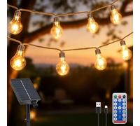 ZAIYW Luci Solari da Esterno per Giardino 10M con Telecomando Timer, Luci a Stringa Solari Corda di Canapa con 20 Lampadine Infrangibili S17, Luci Festoon Impermeabili per Patio Festa Giardino Cortile