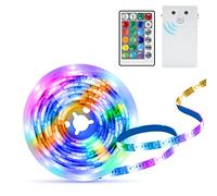 ZAIYW Strisce Luminose a LED con Sensore di Movimento a Batteria, 2M 60 LED RGB e Bianco Caldo con Telecomando per L'arredamento Dell'armadio Delle Scale del Corridoio