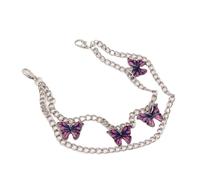 ZAJYZZF 2 Pezzi di Catene Decorative for Borse a Doppio Strato, squisiti ciondoli a Farfalla, Ornamenti Fai da Te for Borse a Catena. Accessori for Borse.(Purple)