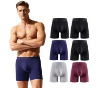 ZAKASA Boxer Uomo Lunghi bambù: Mutande Lunghe Boxer Aderenti Maschile con Mosca Aperta Senza Etichette Morbidi Traspiranti Taglie L Classico Pacco da 6