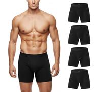 ZAKASA Boxer Uomo Lunghi Cotone: Mutande Lunghe Boxer Aderenti Maschile con Mosca Aperta Senza Etichette Traspiranti Taglie L Nero Pacco da 4