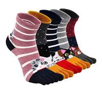 ZAKASA Calzini Con Dita Separate Donna: Cotone Calze con Cinque Dita Piedi Donna EU 35-42 Gatta 5 Paia