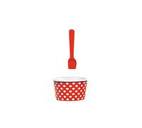 zakdesigns Dotty - Piatto per Gelato, in melammina, Rosso, Bianco, 8 x 8 x 9 cm