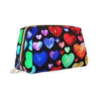 ZaKhs Beauty case con stampa di cuori arcobaleno borsa da toilette versatile portatile borsa cosmetica di grande capacità per le donne, bianco, Taglia unica, Beauty case