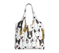 ZaKhs Borsa a tracolla in tela con stampa di cani divertenti Bull Terrier Borsa da spiaggia Borsa a tracolla riutilizzabile per uomo donna, Nero , Taglia unica