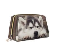 ZaKhs Borsa per il trucco con stampa di cane Husky, borsa da toilette versatile e portatile, borsa cosmetica di grande capacità per le donne, bianco, Taglia unica, Beauty case