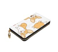 ZaKhs Carino cartone animato Corgi Puppy Dog Print Portafoglio da donna in pelle zip portamonete grande capacità titolare della carta per donne uomini regalo, Nero , Taglia unica