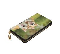 ZaKhs Carino Corgi Stampa Portafoglio da Donna in Pelle Zip Portamonete Grande Capacità Titolare della Carta per le Donne Uomini Regalo, Nero , Taglia unica