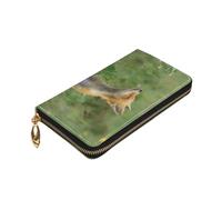 ZaKhs Carino Fox Print Portafoglio da donna in pelle zip portamonete grande capacità titolare della carta per le donne uomini regalo, Nero , Taglia unica