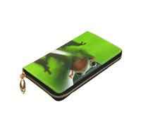 ZaKhs Carino Frog Print Portafoglio da donna in pelle zip portamonete grande capacità titolare della carta per le donne uomini regalo, Nero , Taglia unica