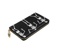 ZaKhs Cool Skeleton Print Portafoglio da donna in pelle zip portamonete grande capacità titolare della carta per le donne uomini regalo, Nero , Taglia unica