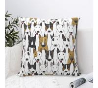 ZaKhs Copricuscino decorativo con stampa divertente di cani Bull Terrier, morbida, quadrata, in peluche, Cuscino Decorativo, Fodera Cuscino, per divano e camera da letto, 30,5 x 30,5 cm