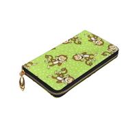 ZaKhs Green Clever Monkey Print Portafoglio da donna in pelle con cerniera portamonete grande capacità porta carte di credito per donne uomini regalo, Nero , Taglia unica