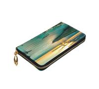 ZaKhs Hawaii Sunbeams Print Portafoglio da donna in pelle con cerniera portamonete grande capacità titolare della carta per donne uomini regalo, Nero , Taglia unica