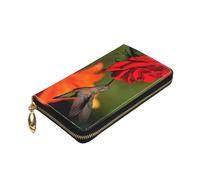 ZaKhs Heaven Hummingbird Print Portafoglio da donna in pelle con cerniera portamonete grande capacità titolare della carta per donne uomini regalo, Nero , Taglia unica