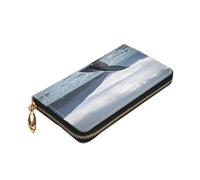 ZaKhs Humpback Coda di Balena Stampa Oceano Portafoglio da Donna in Pelle Zip Portamonete Grande Capacità Porta Carte per Donne Uomini Regalo, Nero , Taglia unica