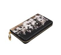 ZaKhs Husky Dog Print Portafoglio da donna in pelle con cerniera portamonete grande capacità titolare della carta per donne uomini regalo, Nero , Taglia unica