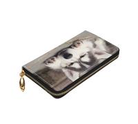 ZaKhs Husky Dog Print Portafoglio da donna in pelle con cerniera portamonete grande capacità titolare della carta per donne uomini regalo, Nero , Taglia unica