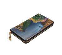 ZaKhs Ireland Outdoors County Clare The Cliffs Print Portafoglio da donna in pelle con zip portamonete grande capacità titolare della carta per le donne uomini regalo, Nero , Taglia unica
