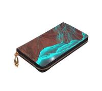 ZaKhs Light Mountain Print Portafoglio da donna in pelle con cerniera portamonete grande capacità titolare della carta per donne uomini regalo, Nero , Taglia unica