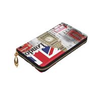 ZaKhs London Big Ben Print Portafoglio da donna in pelle con cerniera portamonete grande capacità porta carte per donne uomini regalo, Nero , Taglia unica