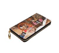 ZaKhs Pirate Ship Print Portafoglio da donna in pelle con zip portamonete grande capacità titolare della carta per le donne uomini regalo, Nero , Taglia unica