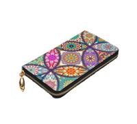 ZaKhs Portafogli da donna con stampa floreale colorata in pelle con cerniera portamonete grande capacità titolare della carta per donne uomini regalo, Nero , Taglia unica