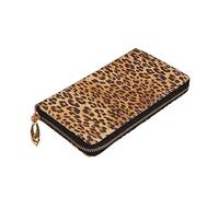 ZaKhs Portafoglio da donna con stampa leopardata in pelle con cerniera portamonete grande capacità titolare della carta per donne uomini regalo, Nero , Taglia unica