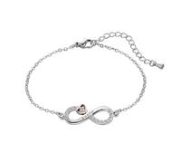 ZakiaHo Bracciale in acciaio inox con cuore e simbolo dell'infinito, per donne e ragazze, placcato in oro rosa, con cristalli trasparenti, catena regolabile, acciaio inox, Nessuna pietra preziosa