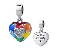 ZakiaHo Charm a forma di cuore per braccialetti compatibili con braccialetti Pandora, Rame, Nessuna pietra preziosa