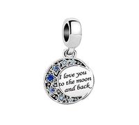 ZakiaHo Charm per braccialetti con luna e cielo notturno I Love You to the Moon and Back, compatibile con braccialetti Pandora, Rame, Nessuna pietra preziosa