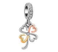 ZakiaHo Charm portafortuna a forma di quadrifoglio, compatibile con braccialetti Pandora, Rame, Nessuna pietra preziosa