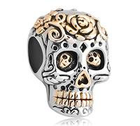 ZakiaHo Ciondoli per braccialetti compatibili con braccialetti Pandora a forma di teschio di Halloween, fantasma e zucca, Rame, Nessuna pietra preziosa