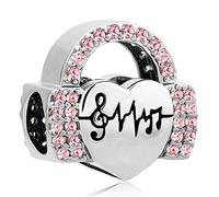 ZakiaHo Ciondoli per braccialetti con note musicali rosa, compatibili con braccialetti Pandora, per donne e ragazze, regalo di compleanno per gli appassionati di musica, Rame, Nessuna pietra preziosa