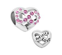 ZakiaHo Ciondoli rosa infinito per braccialetti compatibili con braccialetti Pandora, regali di Natale e compleanno per donne, Rame, Nessuna pietra preziosa