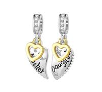 ZakiaHo Ciondolo a forma di cuore, con scritta "Love", per braccialetti con ciondolo a forma di cuore, per mamma, figlia, figlio, sorella, zia, nipote, sorella, stella, luna, compleanno, per