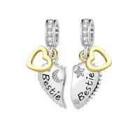 ZakiaHo Ciondolo a forma di cuore, con scritta "Love", per braccialetti con ciondolo a forma di cuore, per mamma, figlia, figlio, sorella, zia, nipote, sorella, stella, luna, compleanno, per