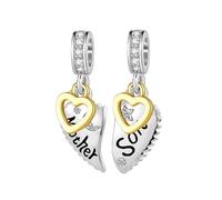 ZakiaHo Ciondolo a forma di cuore, con scritta "Love", per braccialetti con ciondolo a forma di cuore, per mamma, figlia, figlio, sorella, zia, nipote, sorella, stella, luna, compleanno, per