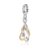 ZakiaHo Ciondolo a forma di cuore con simbolo dell'infinito e amore, anello di fidanzamento per braccialetti da donna, per compleanno, San Valentino, compatibile con braccialetti Pandora, Rame