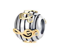 ZakiaHo Ciondolo da donna a forma di note musicali, simbolo melodia, compatibile con braccialetti Pandora, Rame, Nessuna pietra preziosa