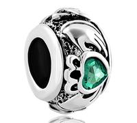 ZakiaHo Claddagh, charm celtico irlandese per amicizia, migliore amica, per braccialetti da donna, compatibile con braccialetti Pandora, 4.8-5mm, Rame, Non pietra preziosa