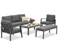 Zakintos Coffee 5 set in alluminio con panca antracite Garden Point