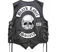Zakk Wylde Black Label Society Giacca In Pelle Vera Da Biker Con Toppe BLS