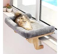 Zakkart Persico per gatti per davanzale della finestra con cuscino, design ortopedico con struttura in legno massiccio di alta qualità e robusta struttura in metallo, sedile per gatti e gattini di