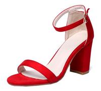 ZaKoonaC Sandali comodi da donna - tacco a zeppa da 5 cm, suola in gomma flessibile, design elegante, Colore: rosso, 50 EU