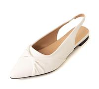 ZaKoonaC Sandali piatti da donna con punta a temperamatite | Ufficio e tempo libero | Traspirante diversi colori, bianco, 39 EU