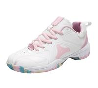 ZaKoonaC Scarpe sportive unisex - Design futuro per badminton, tennis e ping pong, impugnatura antiscivolo e punta resistente, bianco rosa, 38 EU
